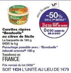 Monop' Bonduelle - carottes râpées bonduelle au citron de sicile offre