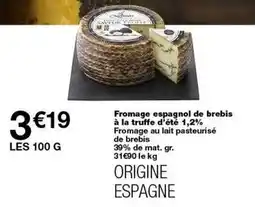 Monop' Fromage espagnol de brebis à la truffe d'été offre