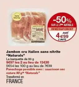 Monop' Jambon cru italien sans nitrite offre
