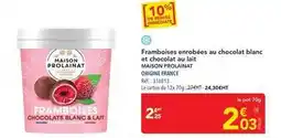 METRO Prolainat - framboises enrobées au chocolat blanc et chocolat au lait maison offre