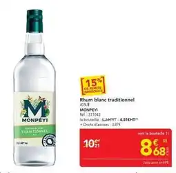 METRO Rhum blanc traditionnel offre