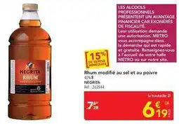 METRO Negrita - rhum modifié au sel et au poivre offre