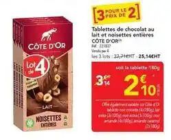 METRO Côte d'or - tablettes de chocolat au lait et noisettes entières offre