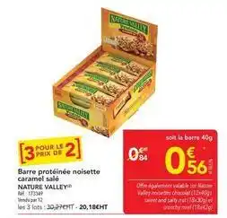 METRO Nature valley - barre protéinée noisette caramel salé offre
