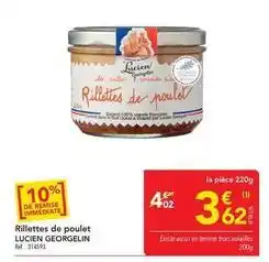 METRO Lucien georgelin - rillettes de poulet offre