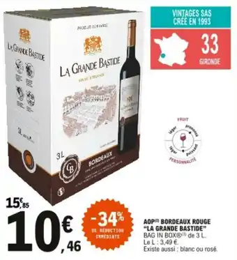 E.Leclerc AOP bordeaux rouge "la grande bastide" offre