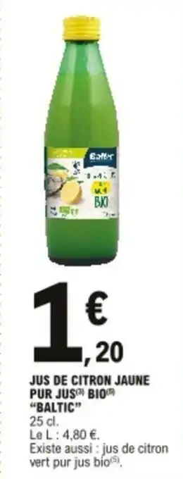 E.Leclerc Jus de citron jaune pur jus bio offre