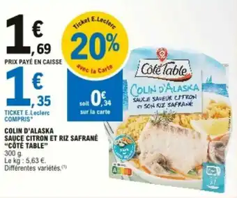 E.Leclerc Colin d'alaska sauce citron et riz safrané offre