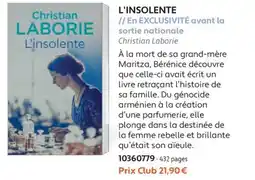 France Loisirs Christian Laborie L'insolente offre
