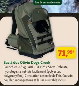 Maxi Zoo Dogs creek sac à dos olivin offre