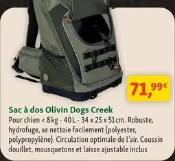 Maxi Zoo Dogs creek - sac à dos olivin offre