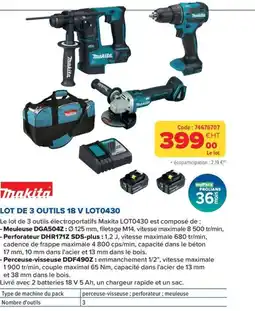 Prolians Makita LOT DE 3 OUTILS 18 V offre