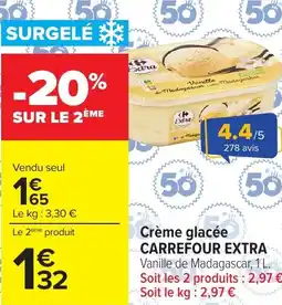 Carrefour CARREFOUR EXTRA Crème glacée offre