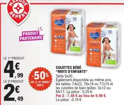 E.Leclerc Mots d'enfants Culottes Bébé offre