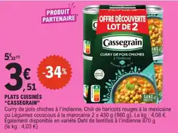 E.Leclerc Cassegrain Curry de pois chiches à l'indienne offre