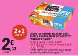 E.Leclerc Charles & Alice Compotes pommes mangues offre