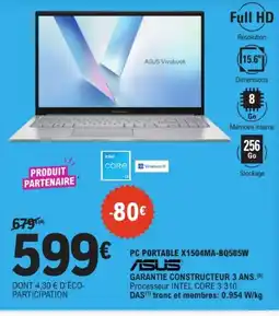 E.Leclerc ASUS PC PORTABLE X1504MA-BQ585W offre