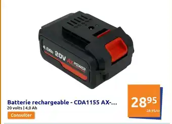 Action Batterie Rechargeable-CDA1155 AX offre
