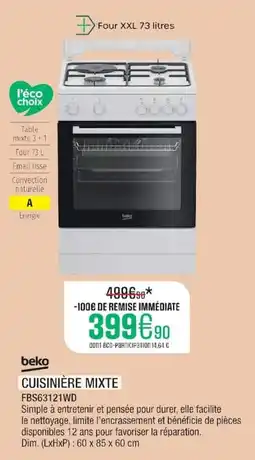 Extra beko CUISINIÈRE MIXTE offre