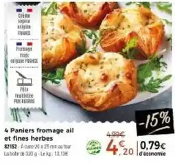 Thiriet 4 Paniers fromage ail et fines herbes offre