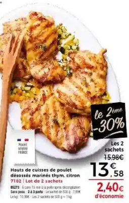 Thiriet Hauts de cuisses de poulet désossés marinés thym citron offre