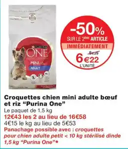 Monoprix Purina One croquettes chien mini adulte bœuf et riz offre