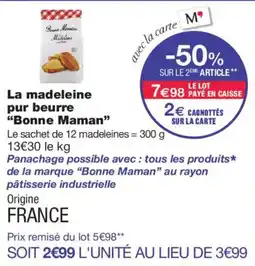 Monoprix Bonne Maman La madeleine pur beurre offre