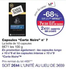 Monoprix Carte Noire Capsules offre