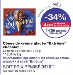 Monoprix Nestlé Cônes de crème glacée "Extrême" chocolat offre