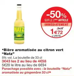 Monoprix NATZ Bière aromatisée au citron vert offre