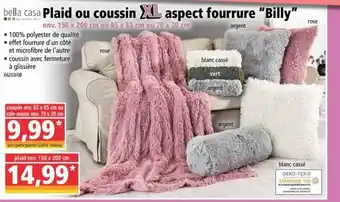 Norma Plaid Ou Coussin Aspect Fourrure Billy offre