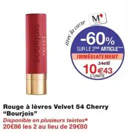 Monoprix Bourjois Rouge à lèvres Velvet offre