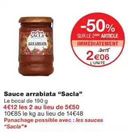 Monoprix Sacla sauce arrabiata offre