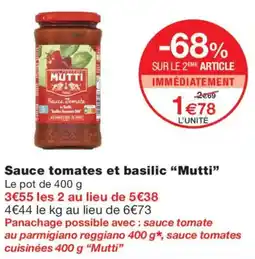 Monoprix Mutti Sauce tomates et basilic offre