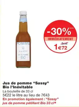 Monoprix Sassy Jus de pomme Bio offre