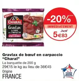 Monoprix Charal Grav lax de bœuf en carpaccio offre