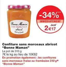 Monoprix Bonne Maman Confiture sans morceaux abricot offre