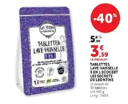 Hyper U LES SECRETS DE LEONTINE TABLETTES LAVE-VAISSELLE offre