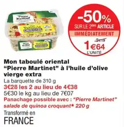 Monoprix Pierre Martinet Mon taboulé oriental offre