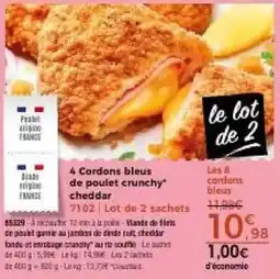 Thiriet 4 cordons bleus de poulet crunchy cheddar offre