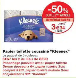 Monoprix Kleenex Papier toilette coussiné offre