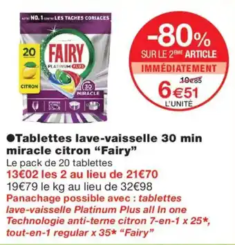 Fairy Tablettes lave-vaisselle 30 min miracle citron