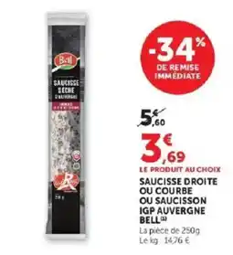 Hyper U Bell Saucisse sèche d'Auvergne offre