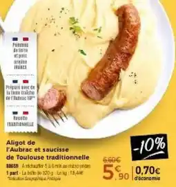 Thiriet Aligot de l'Aubrac et saucisse de Toulouse traditionnelle offre