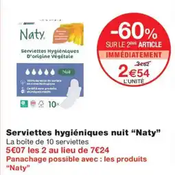 Monoprix Naty Serviettes hygiéniques nuit offre
