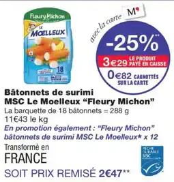 Monoprix Fleury Michon Bâtonnets de surimi offre