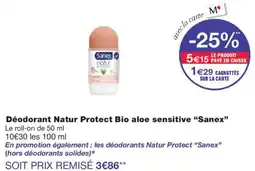 Monoprix Sanex Déodorant Natur Protect Bio aloe sensitive offre