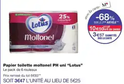 Monoprix Lotus Papier toilette moltonel PH uni offre