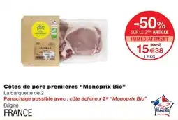 Monoprix Monoprix Bio Côtes de porc premières offre