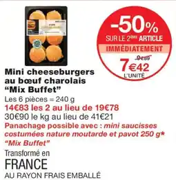 Monoprix Mix Buffet Mini cheeseburgers au bœuf charolais offre